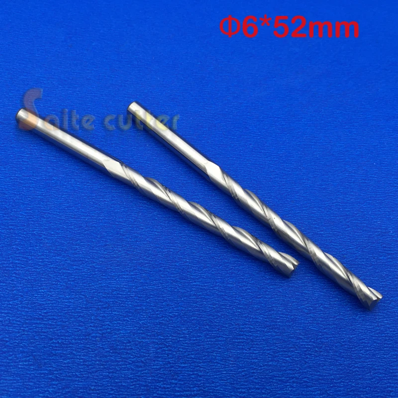 

2pcs CNC Router Two Flutes Long Spiral End Mills Double Milling PVC Wood Cutter Bits MDF Woodworking Engraving Tool 6 *52mm