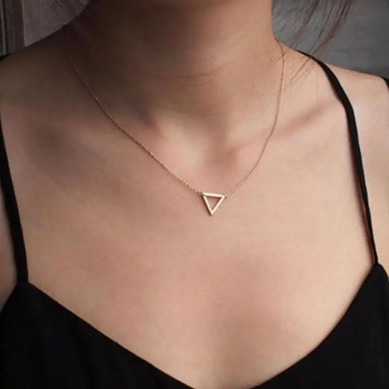 

Utrend Geometric Simple Triangle Necklace Chain Vintage Jewelry For Women Bijoux Short Choker Necklaces Ladies Jewelry