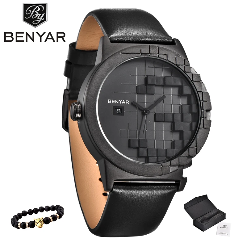 2019 BENYAR оригинальные кварцевые часы мужские Топ люксовый бренд Мужская кожа Relogio