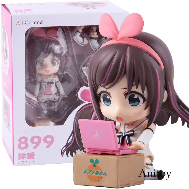 with retail box Nendoroid 899 virtuber A. I. Channel Kizuna Ai Q Version мини ПВХ фигурка Коллекционная модель игрушка в подарок - Цвет: with retail box