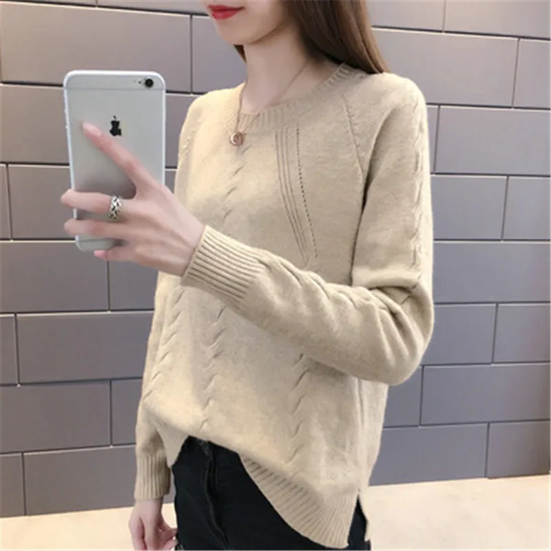 Новинка 2018 женская одежда в Корейском стиле трикотажная с круглым вырезом и