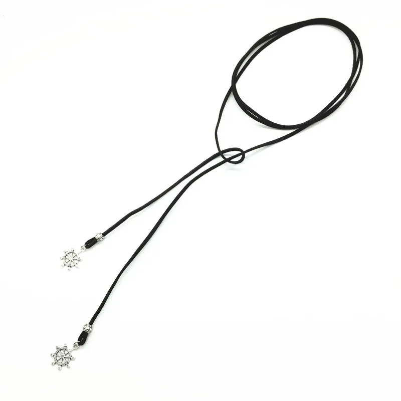 Модные трендовые ожерелья-чокер Colar Collier кожаные подвески для руля женские