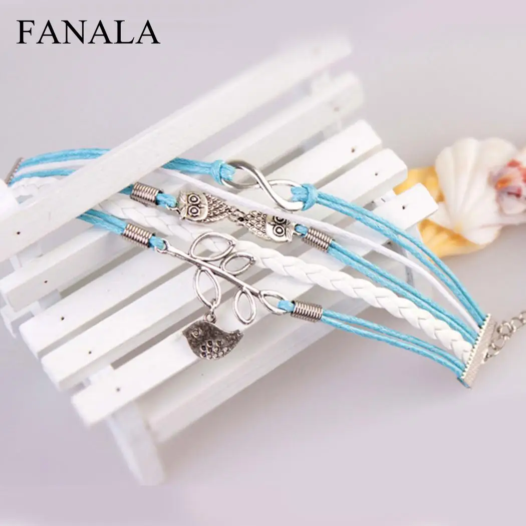 Vintage Fashion Style Animal Plants Figure 8 Pendant Braided Bracelet Jewelry | Украшения и аксессуары