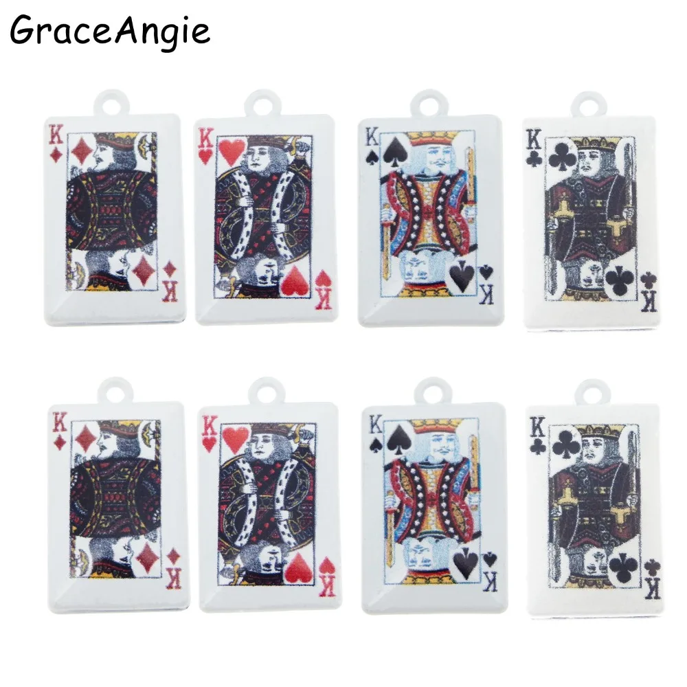 GraceAngie 8 шт./лот легированная карточка для покера с белым дном подвеска Подвески