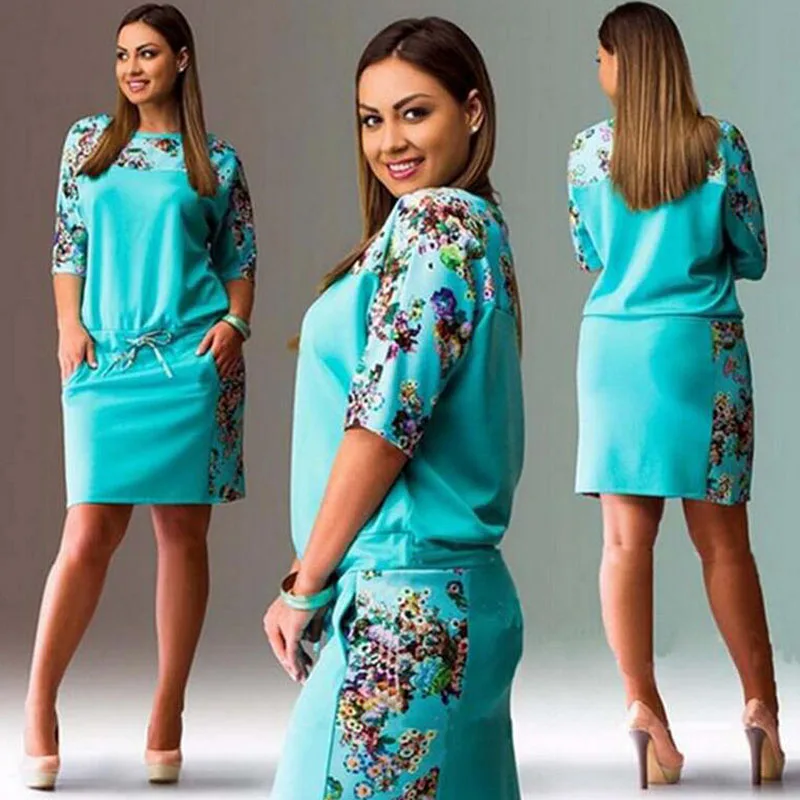 Женское облегающее платье карандаш с цветочным принтом размеры до 6XL|vestidos mujer|summer