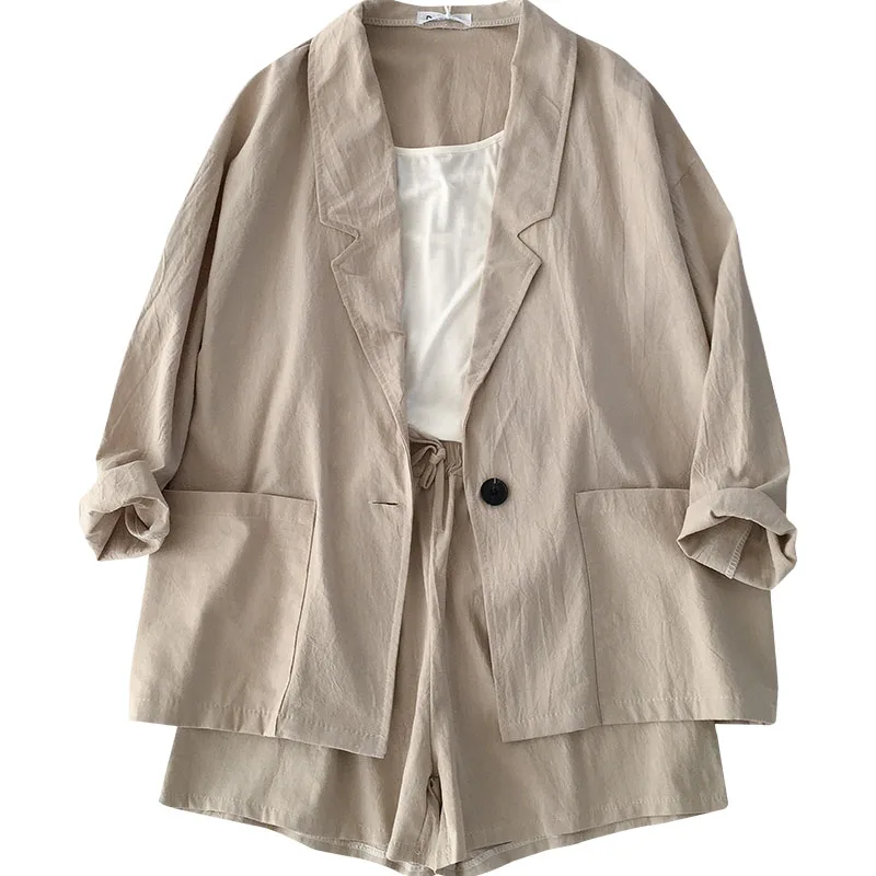 Женский офисный костюм из 2 предметов: блейзер и шорты на молнии|Спортивные