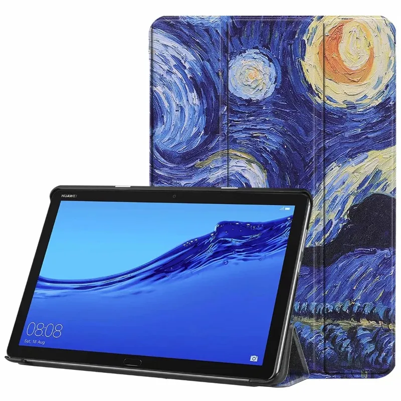 Чехол с магнитной подставкой из искусственной кожи с принтом для huawei MediaPad M5 Lite 10 BAH2-L09/W19/AL09 10,1 дюймов чехол для планшета+ пленка+ ручка