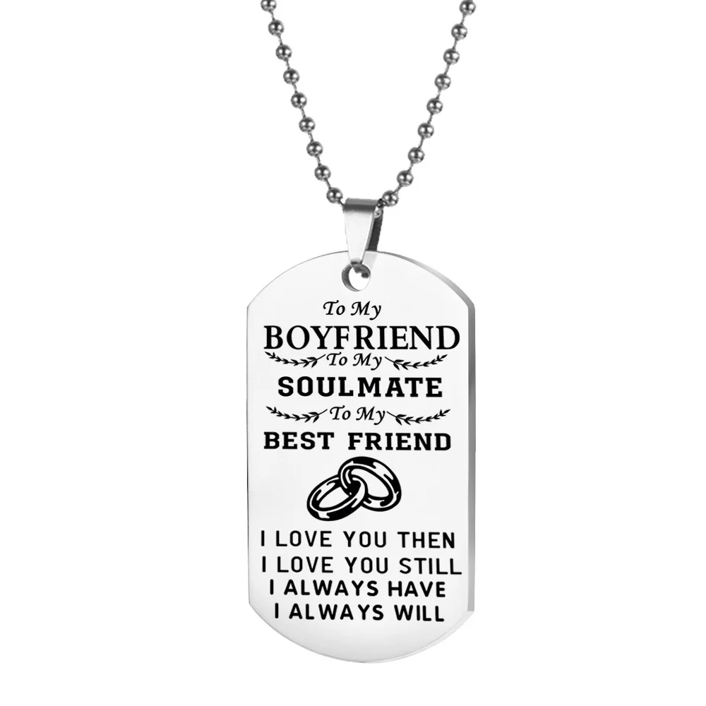 Boyfriend Necklace 1 шт. ожерелье для пары ювелирные изделия My Soulmate I Love You Dog Tag ожерелье s для женщин хороший подарок для друга, подруги, жены, жены - Окраска металла: Boyfriend Necklace