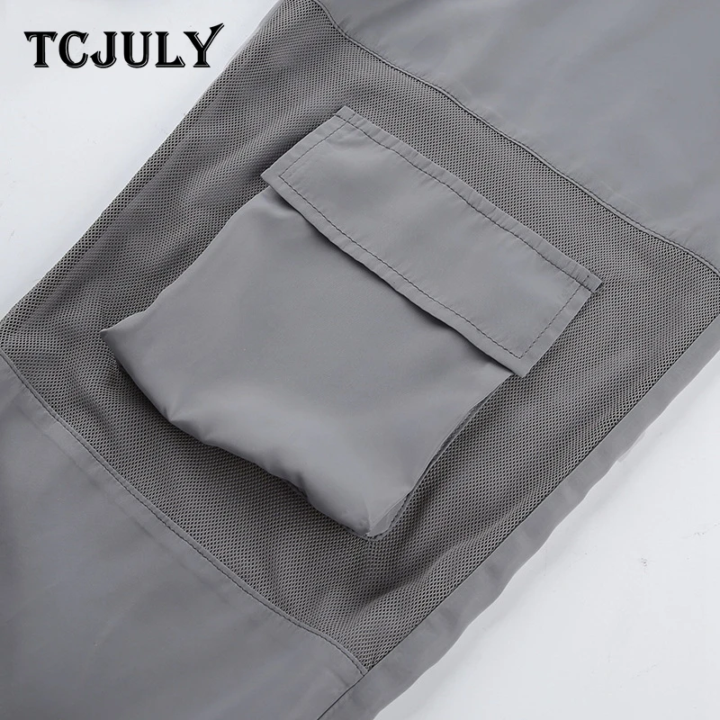 Женские брюки-карго TCJULY однотонные из сетчатой ткани с высокой талией для бега