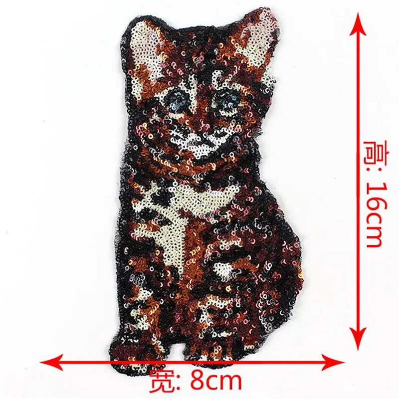 Футболка Для женщин топ животных патч блестки 27 см Cat иметь дело с ним железа на