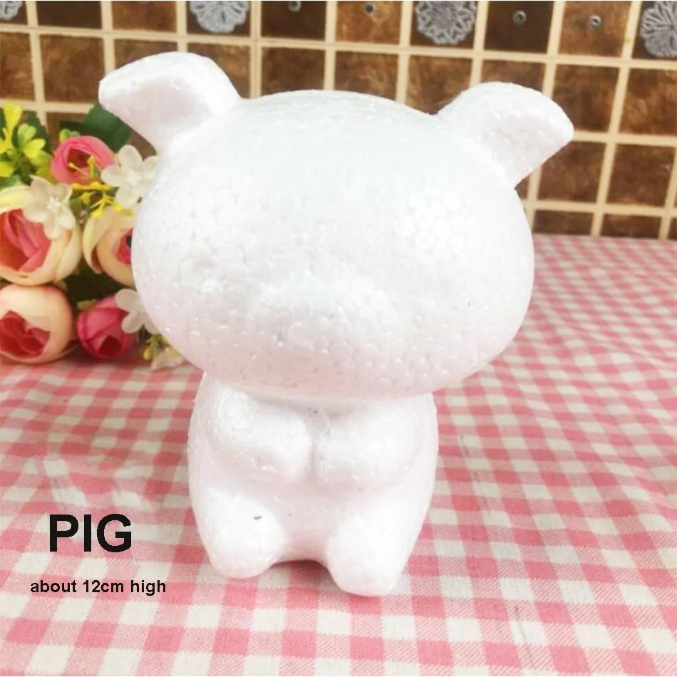 1pc-piggy 14 см кролик щенок поросенок Модель DIY материалы красочный шарик клей карандаш пенопластовый шар украшение ручной работы подарок на День учителя - Цвет: 1pc-piggy