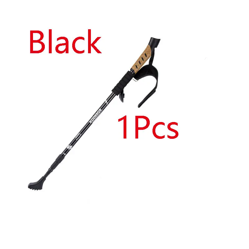Black 1pcs Анти шок скандинавские трости телескопические треккинговые походные палки уличные сверхлегкие трости с резиновыми наконечниками регулируемые - Цвет: Black 1pcs