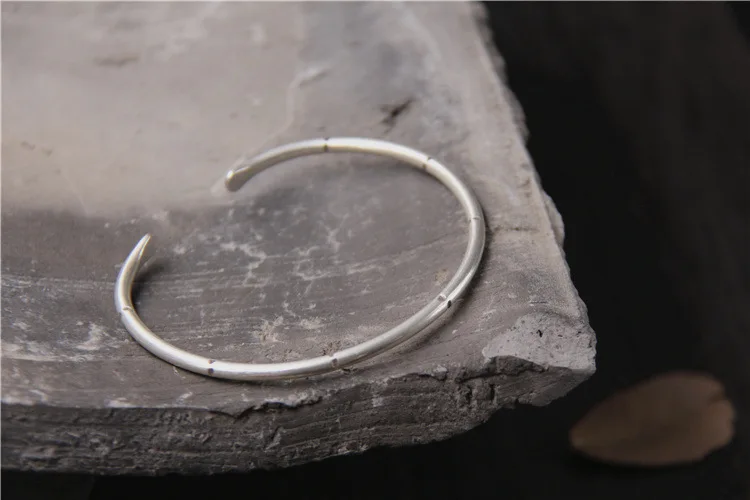 Серебряный тайский серебряный браслет ручной работы тонкое серебряное кольцо