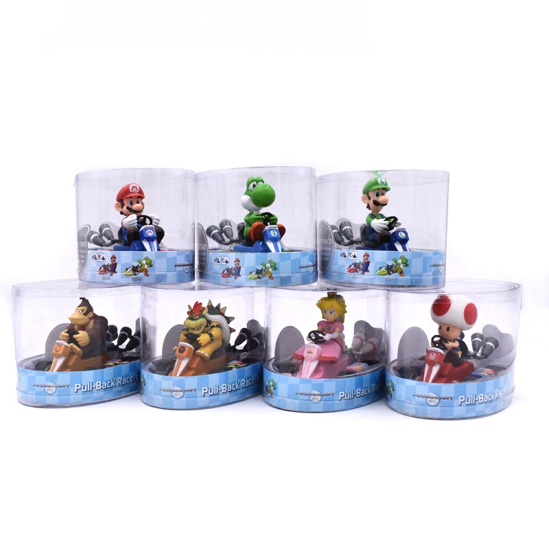 13 см Super Mario Bros. Экшн-фигурки для детей Pull Back karter гоночный автомобиль Ослик Kong Luigi
