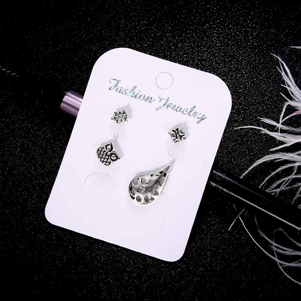 

4 Pcs/Set Variety Bijoux Turtle Owl Butterfly Leaf Stud Earring Set for Woman Fashion Ear Jewelry Dazzling Animal Earring