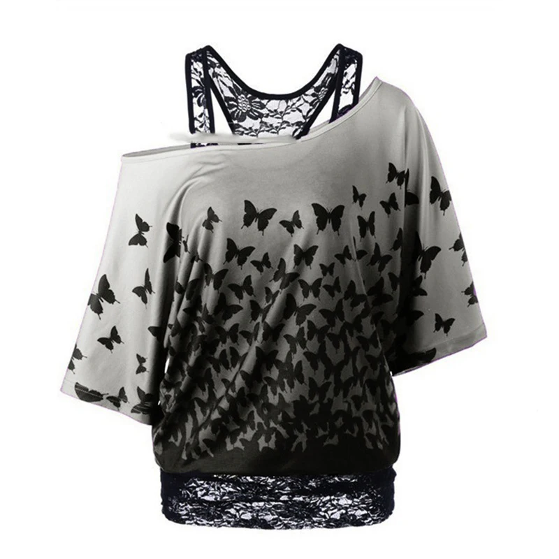 1 шт. модная женская футболка на одно плечо с принтом бабочки Женская Сексуальная