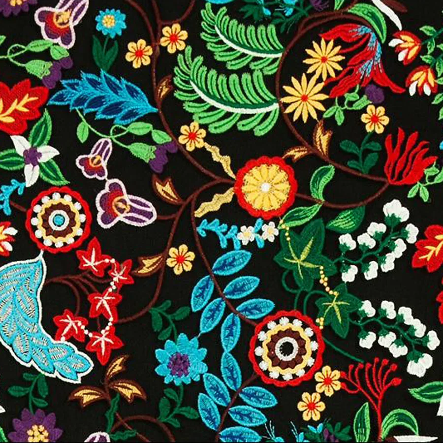 Most new custom curtains sheet fabric colorful embroid baroque New lace Sun flower embroidery Rain Forest textile fabrics | Дом и сад