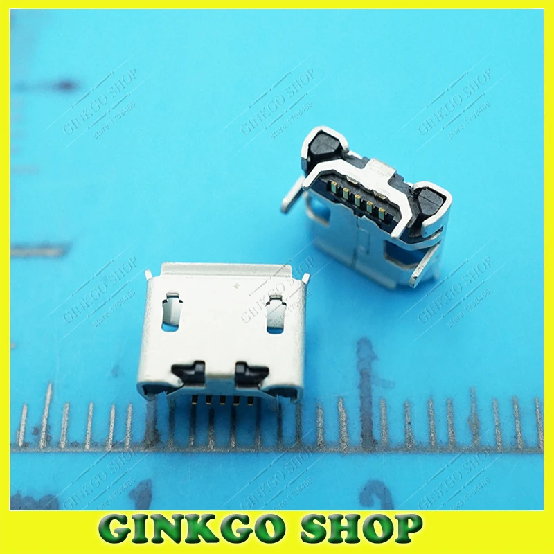 

100 шт./лот маленький рожок 4DIP 5 контактов 5P Micro USB разъем для зарядки 4,85 дистанция края крепления для планшетных ПК мобильных телефонов