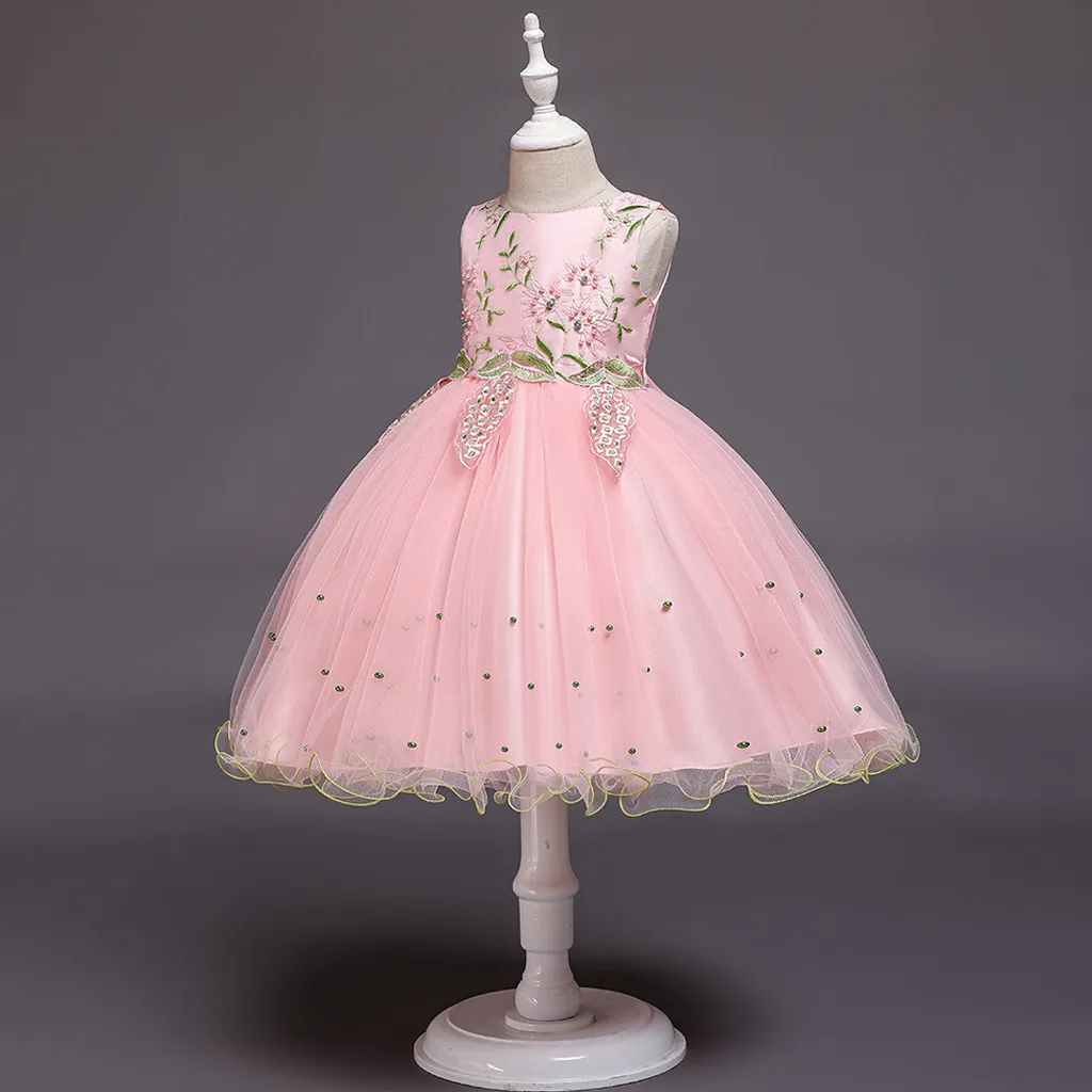 Летнее платье для девочек детское кружевное принцессы с цветочным принтом и
