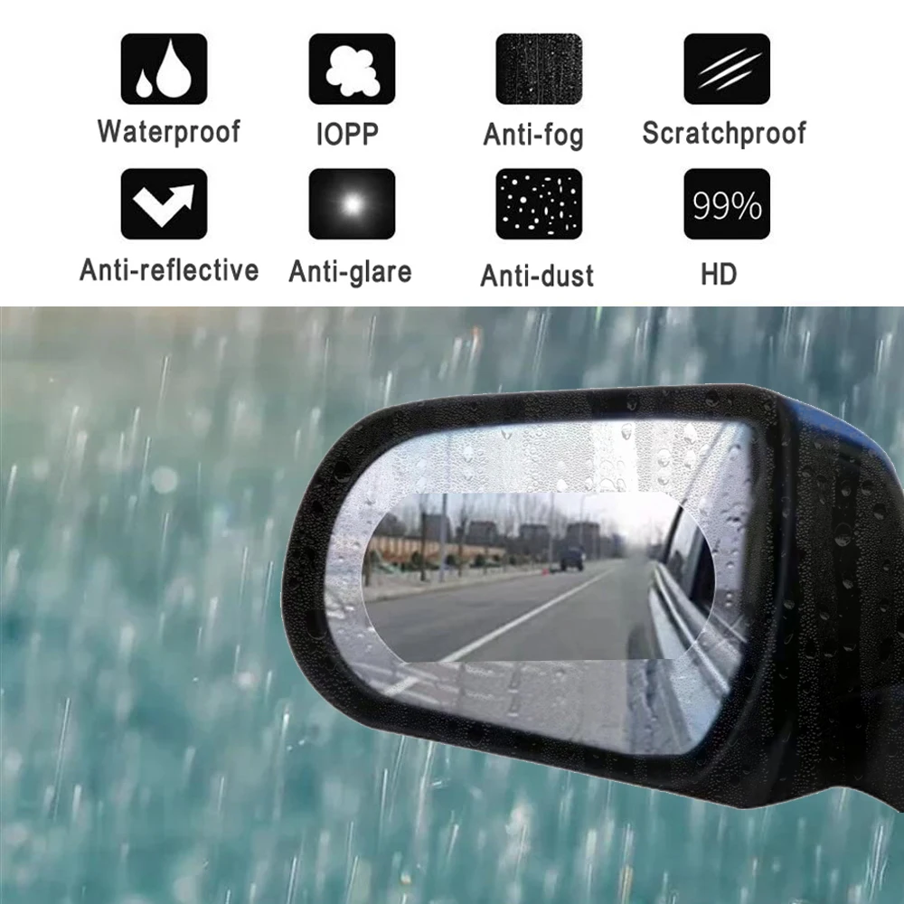 

2PCS Car Rearview Mirror Protective Film Anti Fog Window Clear Rainproof Rear View Mirror Protective Soft Film Auto Accessories