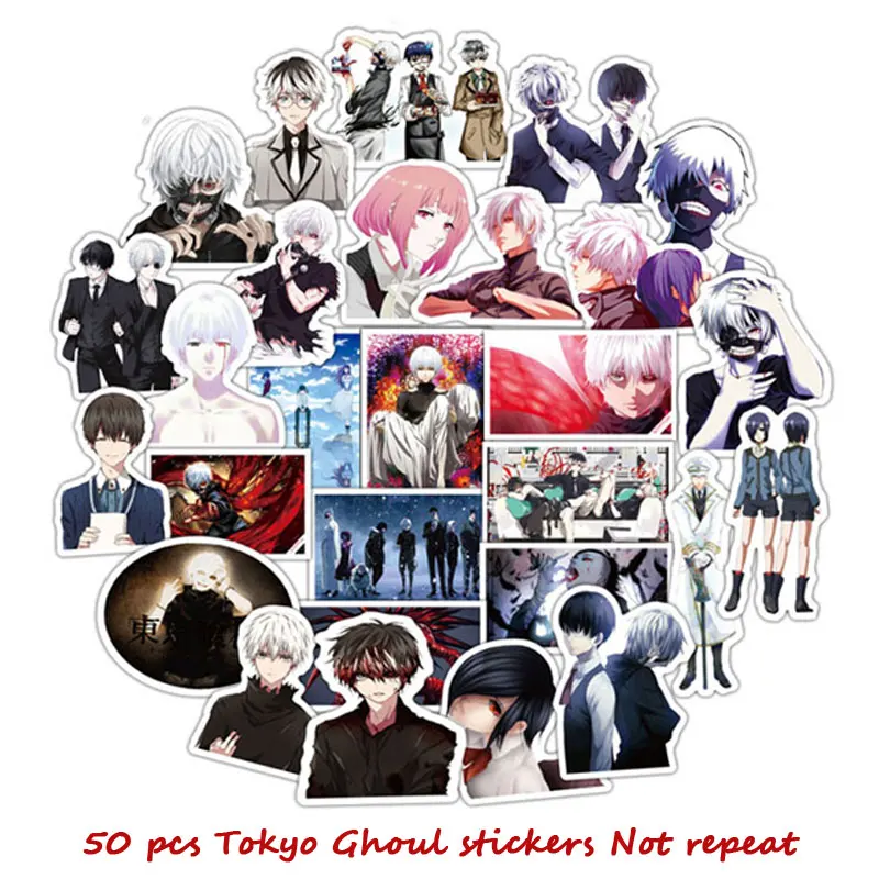 50 pcs 50 шт. Аниме Tokyo Ghoul Стиль граффити наклейки детские игрушки для Moto машинок с дистанционным управлением чемодан крутая, для ноутбука Стикеры s Наклейка на скейтборд подарки - Цвет: 50 pcs