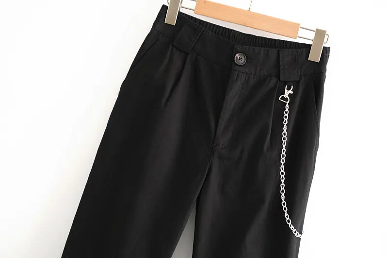 Увядшие брюки карго для женщин с цепочкой high street хаки Твердые pantalones mujer pantalon femme шаровары брюки для женщин