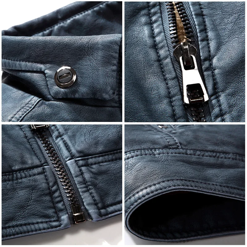 EICHOS зимние куртки мужское кожаное пальто Повседневная теплая бархатная куртка