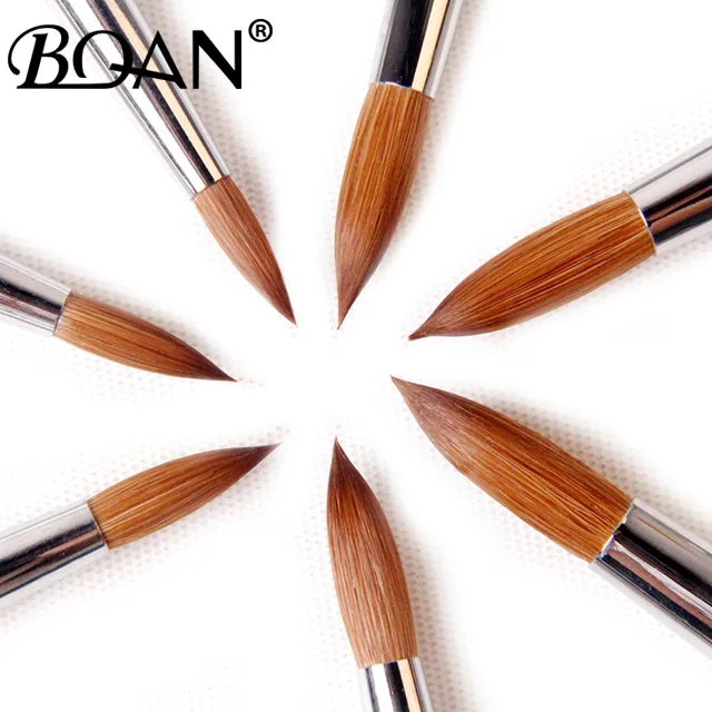 BQAN Новинка 1 шт.#6#8#10#12#14#16#18 Колонок Соболь кисти акриловые кисти для дизайна ногтей розовый металл кристалл акриловый салон
