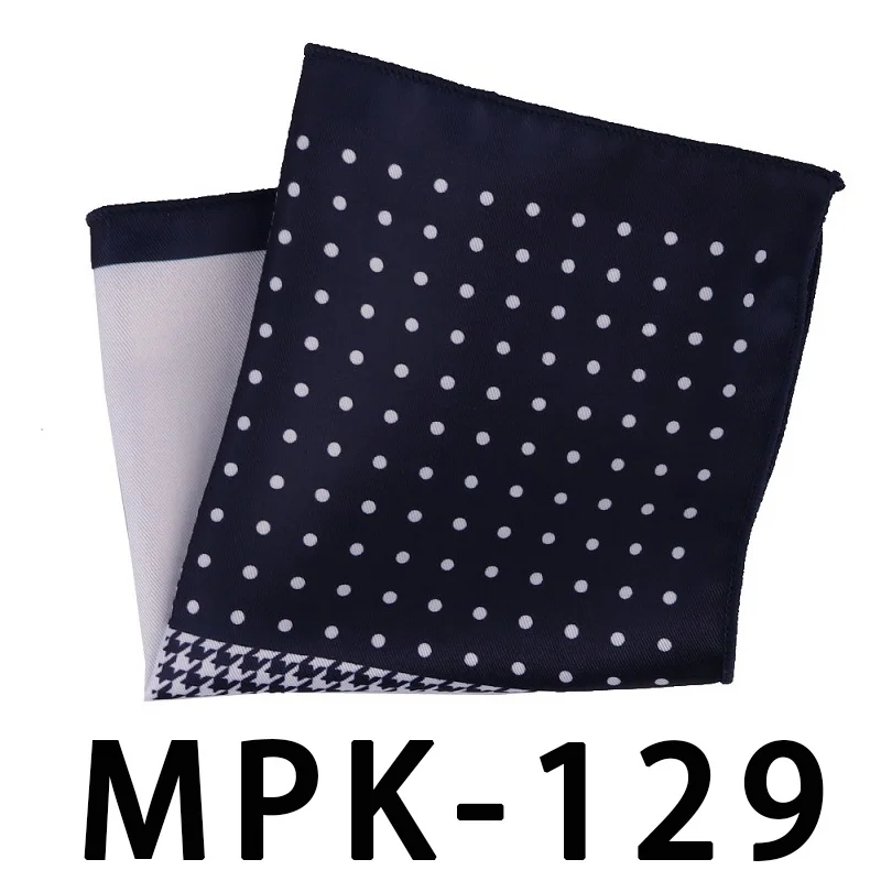 MPK-129 YISHLINE отличительный мужской носовой платок Карманный квадратный шелковый человек в горошек Пейсли мужские нагрудные платки свадебные праздничные аксессуары на подарок - Цвет: MPK-129
