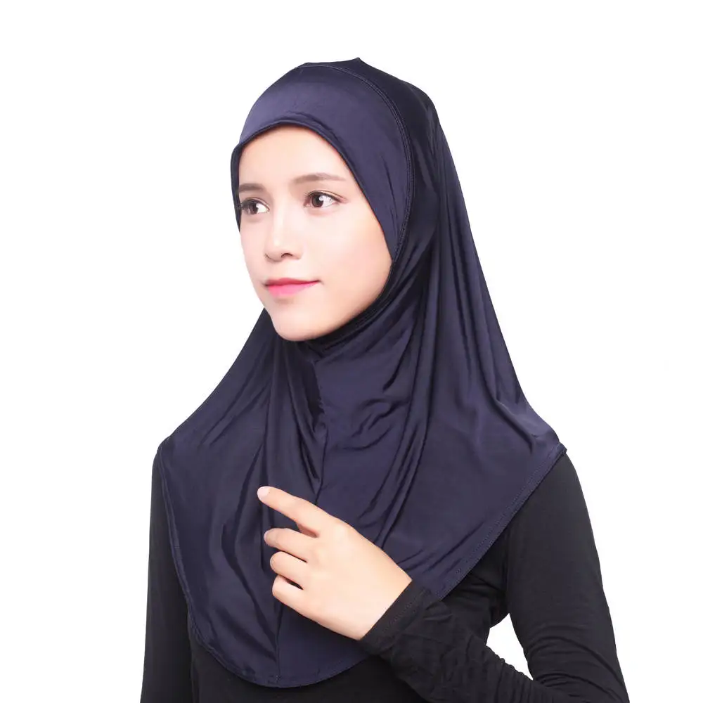 

Muslim Hijab ice Silk Islamic Turban Women stripe print Ninja Underscarf Cap Instant Head Scarf Full Cover Inner Coverings 10pcs