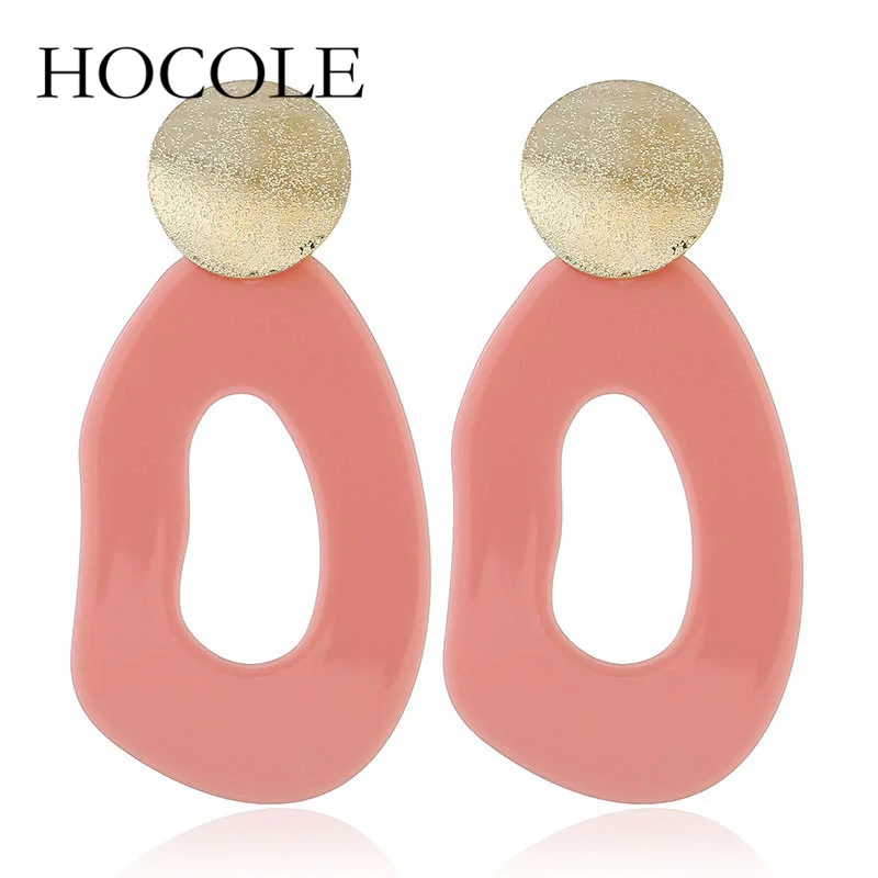 HOCOLE модные большие черные синие желтые геометрические серьги-капли для женщин