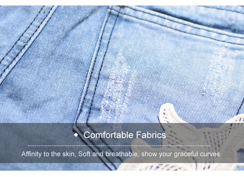 New Style Shorts Women Summer New Jeans Shorts Sexy Lace High Waist Beach Casual Ripped Tassel Hole Denim Soft Cotton Shorts