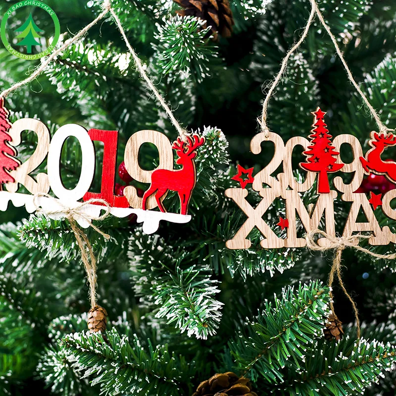 2019 Рождественская деревянная подвеска с надписью подвесная дверь Новогоднее
