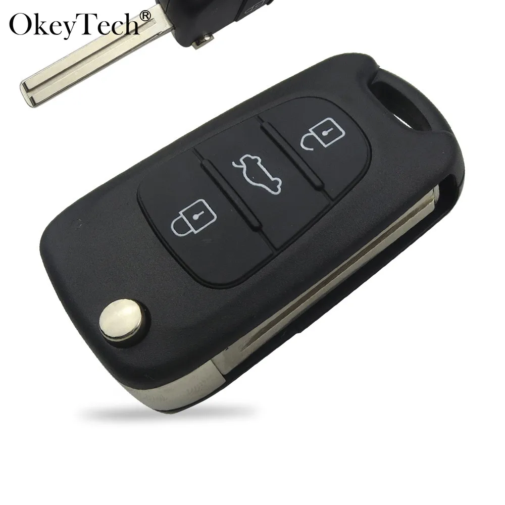 Okeytech 3 кнопки Замена автомобиля дистанционного Флип ключ оболочки для hyundai Avante I30 IX35 для Kia K2 K5 Sorento Sportage складной ключ