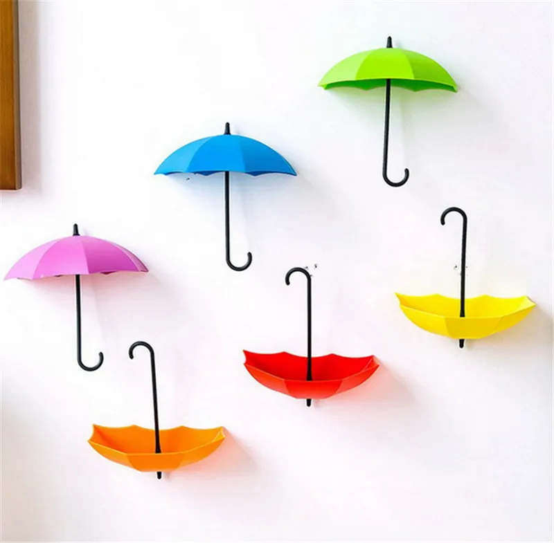3 Pcs Colorful Umbrella Wall Hook Key Glasses Wallet Hair Pin Holder Organizer Decorative Hanger Decor Home Decoration | Дом и сад