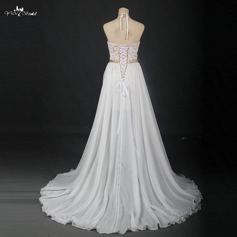 Шифоновое свадебное платье в стиле бохо RSW1210 с высокой юбкой и лямкой на шее|boho