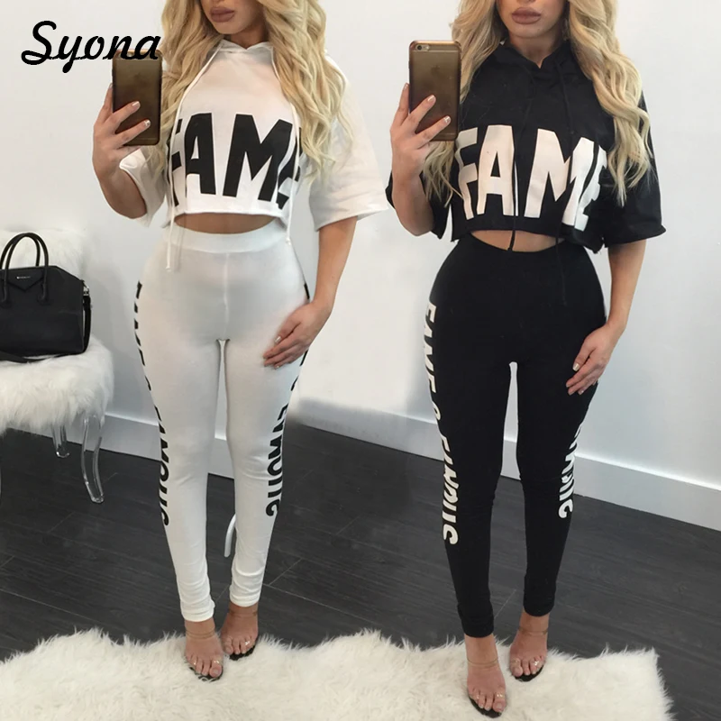 Модный комплект из 2 предметов футболка с буквенным принтом короткий укороченный