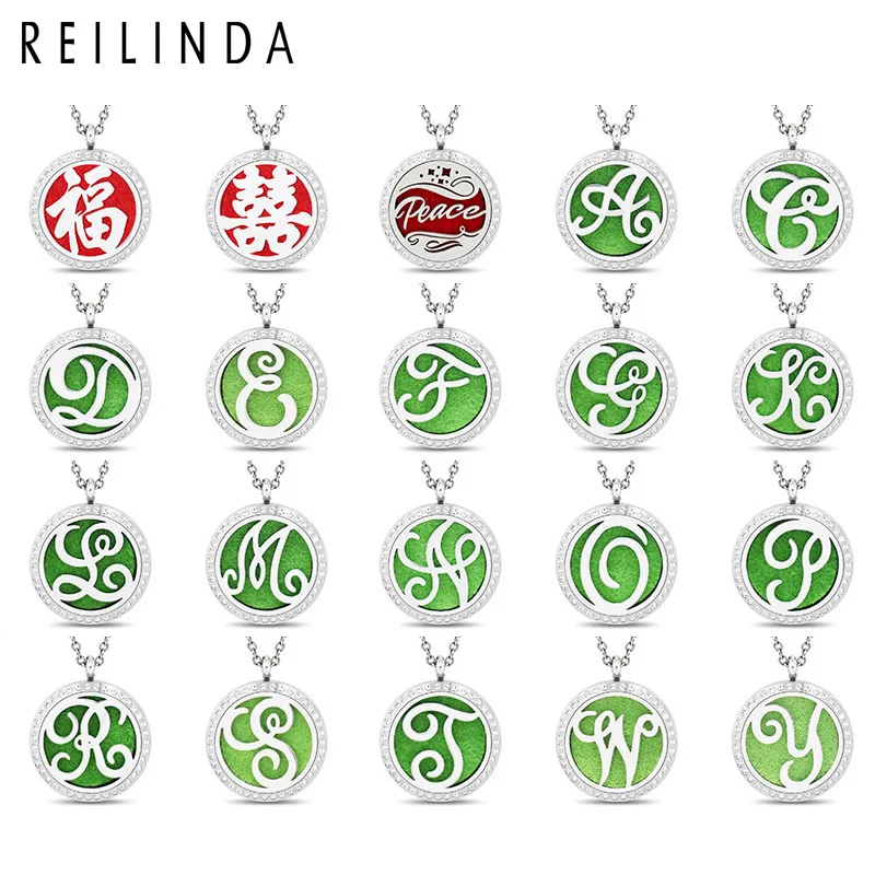 Оптовая продажа ожерелье для ароматерапии с алфавитом ювелирные изделия из