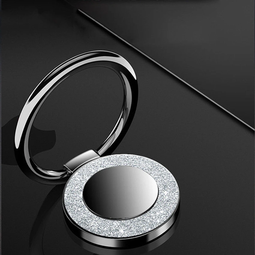 С сияющими блестками 360 ° для пальцев с металлическим кольцом подставкой и