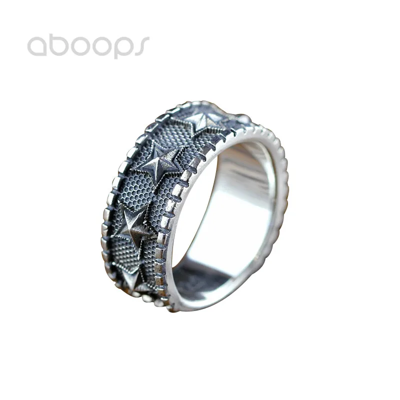 Мужское и женское Винтажное кольцо со звездочкой 9 мм из стерлингового серебра 925