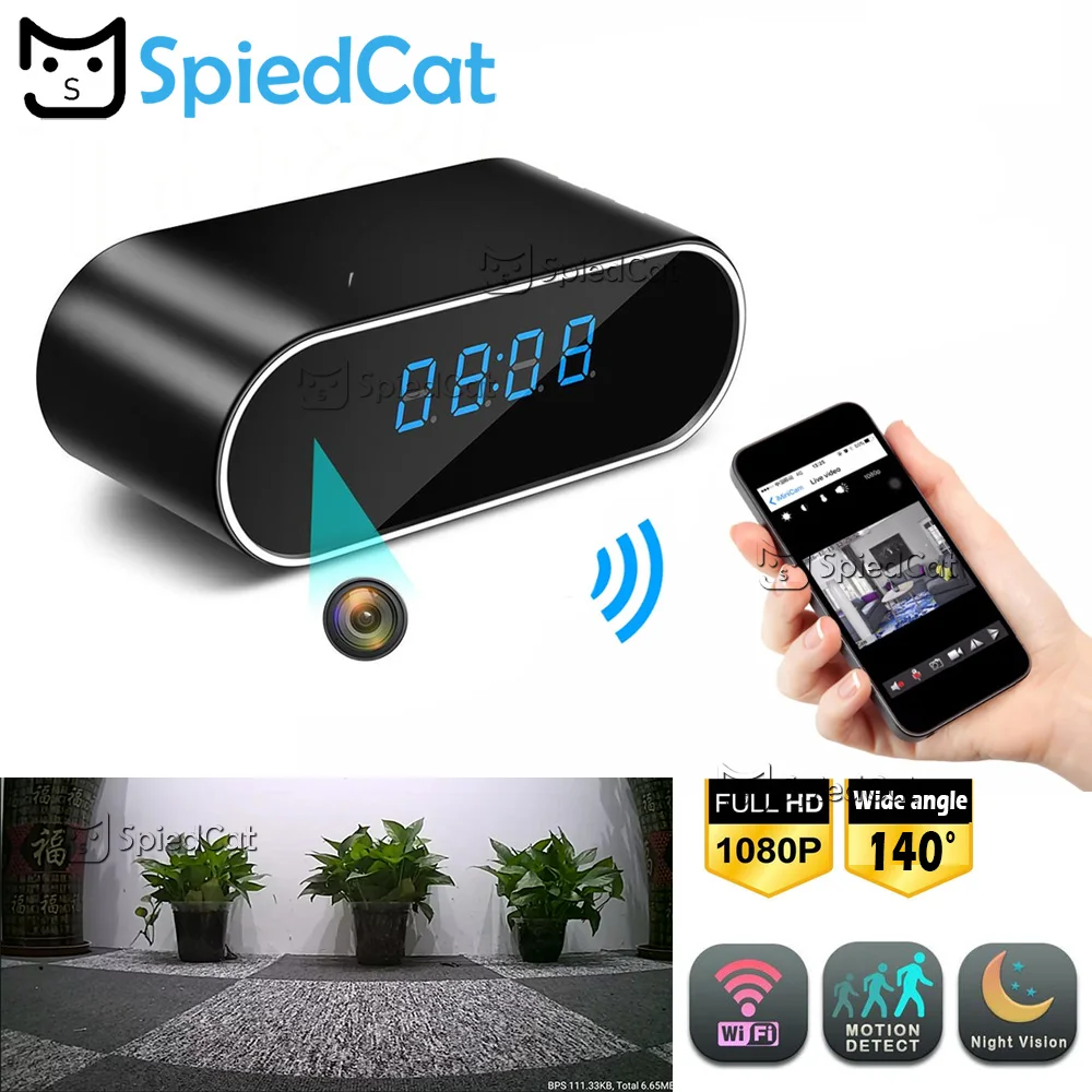 1080P Часы Wi Fi мини камера Будильник времени беспроводной P2P IP/AP безопасности