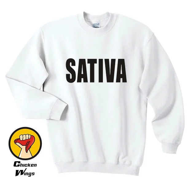 White SATIVA свитшот с «травкой» марихуаны хипстер LOVE DOPE SWAG HIGH TUMBLR Толстовка в подарок больше размеров и Colors-B056 - Цвет: White