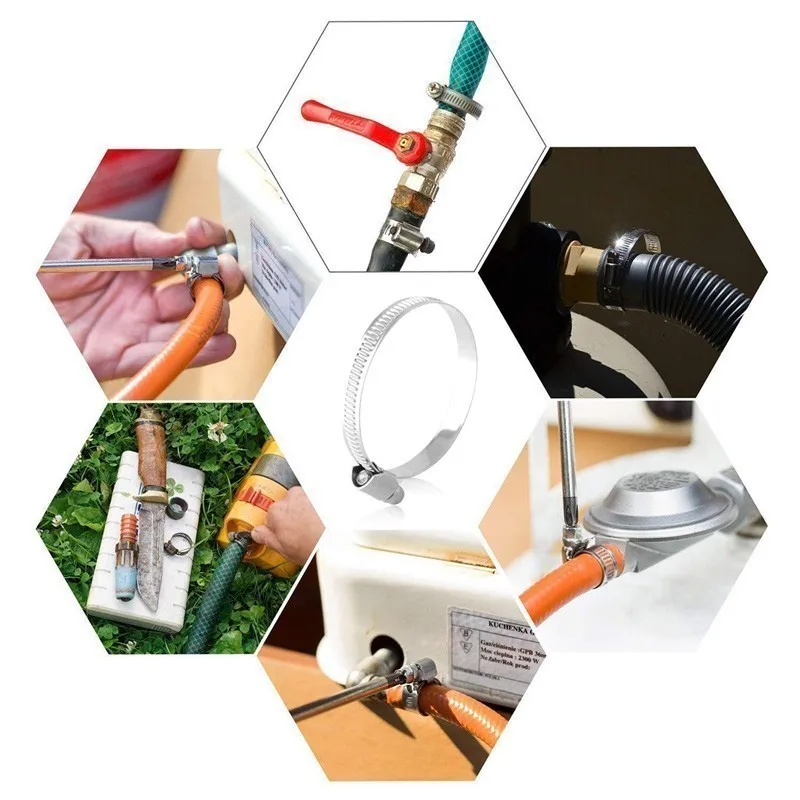 Нержавеющая сталь 201 приводной хомут для шланга тройной зажим регулируемый