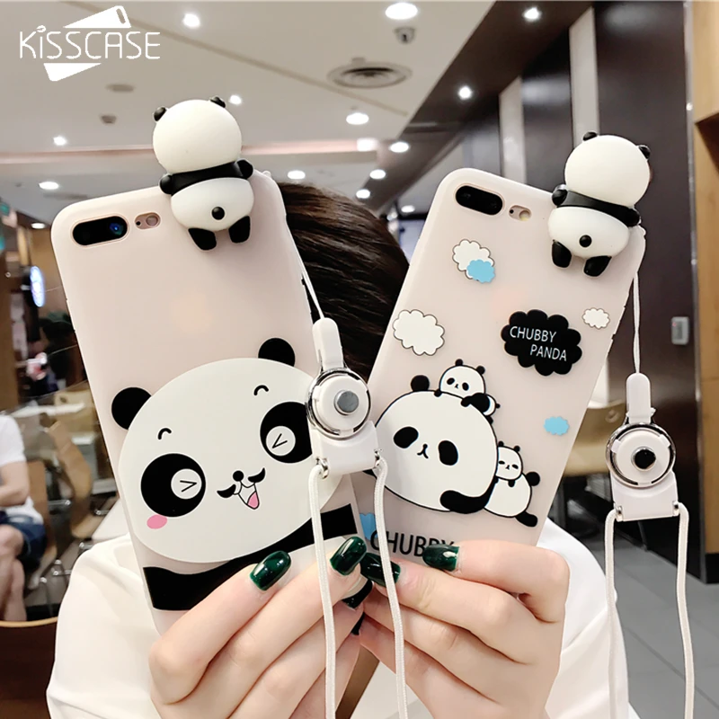 Чехол KISSCASE 3D с милой пандой для iPhone X 7 8 Plus чехол игрушкой и силиконовый 6 S 6s plus |
