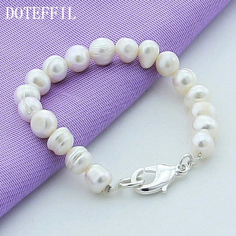 Женский жемчужный браслет из серебра 925 пробы 8 мм|sterling silver bracelet|925 sterling braceletsilver