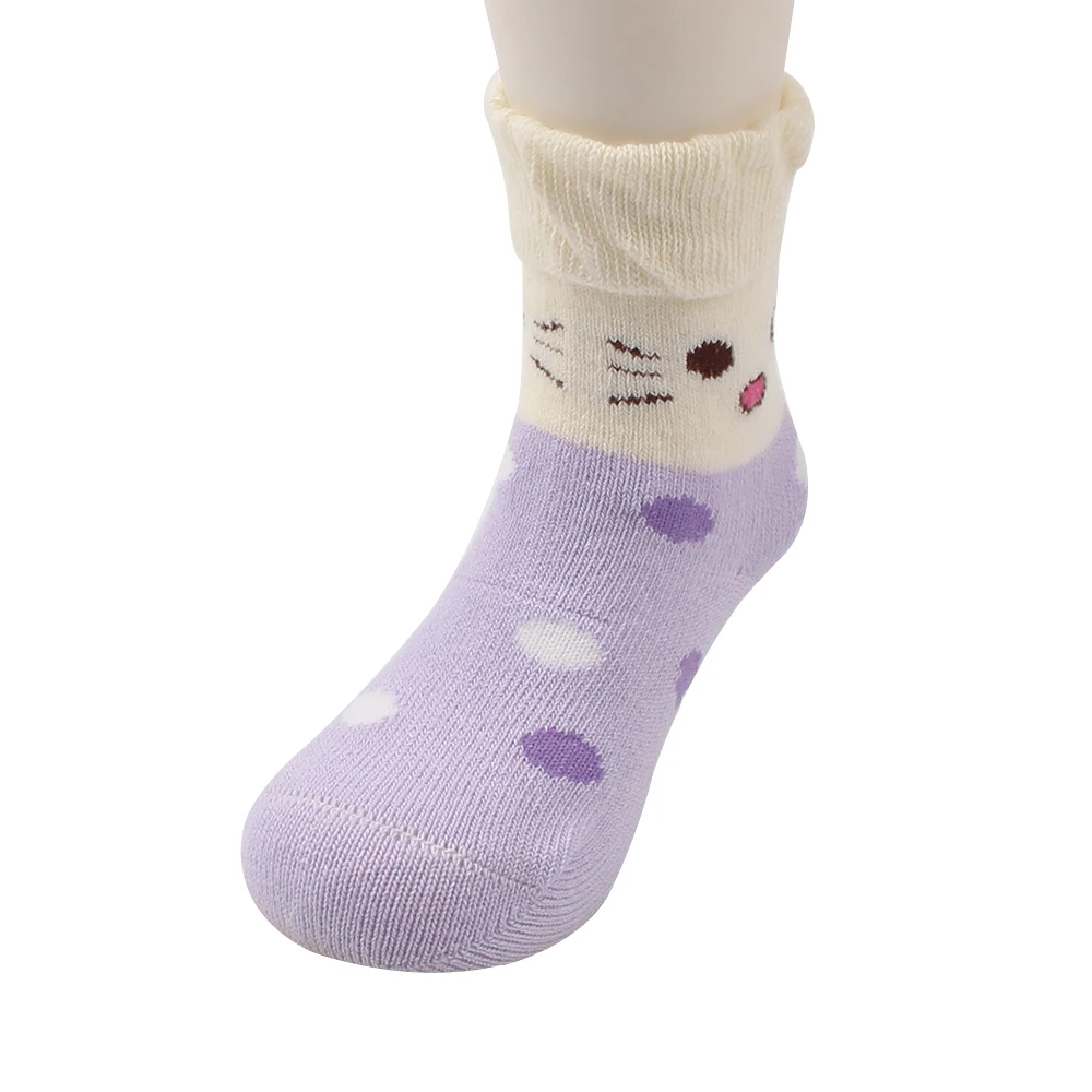 6 пар/лот мягкие хлопковые носки для маленьких девочек младенцев с рисунком кота
