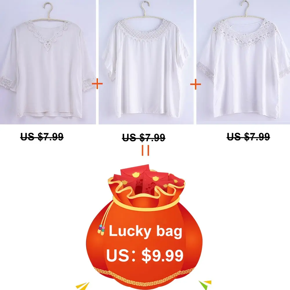 3 шт./лот распродажа короткий рукав белый плюс Размер Женская одежда Блузка