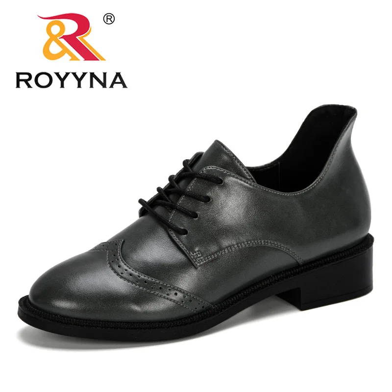ROYYNA/; Популярные стильные женские туфли-лодочки; обувь на шнуровке; женская обувь на платформе с круглым носком и квадратным каблуком; модельные свадебные туфли; Mujer; трендовые - Цвет: Темно-серый