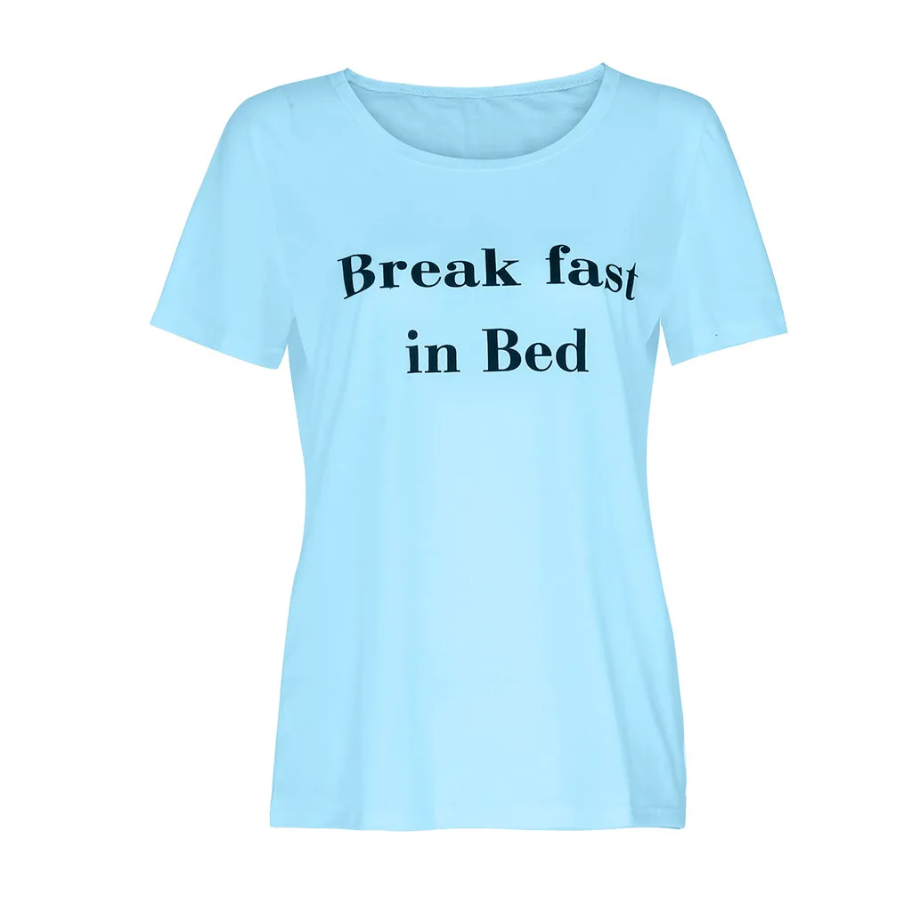 SAGACE модная женская футболка летняя повседневная с круглым вырезом буквенным