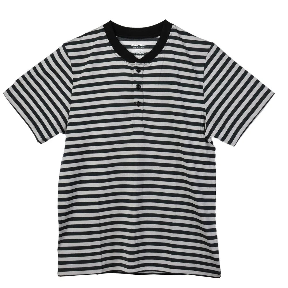 Huntsman Henley Мужская 100% мериносовая шерсть Короткая свободная полосатая